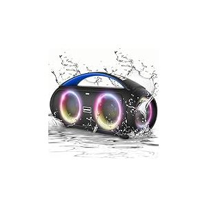 Gemini Sound GGO-230L &ndash; Enceinte boombox 50W Bluetooth: Enceinte portable sans fil &eacute;tanche (IPX5) avec radio FM, &eacute;clairage LED festif, batterie de r&eacute;serve et batterie rechargeable longue dur&eacute;e