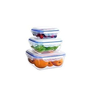 Cozary Lot de 3 Bo&icirc;tes de Conservation avec Couvercle, Bo&icirc;tes Alimentaires, Anti-Fuites, Passe au Micro Ondes/Lave-vaisselle, Boite Alimentaire Plastique pour Conservation et Repas, Carr&eacute;