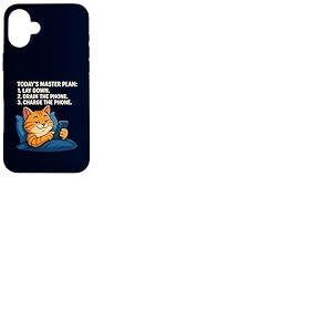 Plan Directeur d'aujourd'Hui Lay Drain Charge Phone Cat Meme Coque pour iPhone 16 Plus
