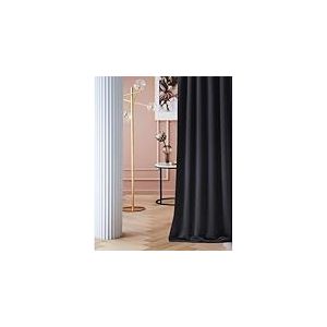 ROOM99 Rideau avec Passe Tringle Laurel 180 x 250 cm Largeur x Hauteur, Décoration de Fenêtre, Rideau occultant Thermique Isolant Anti Froid et Chaleur pour Salon Noir, 1 pièce