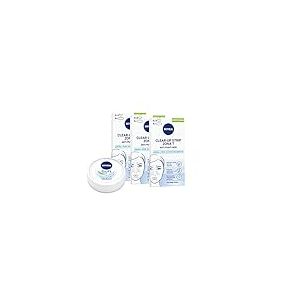NIVEA Clear-Up Strips Zona T Pansements points noirs en lot de 3 x 6 pièces anti-imperfections pour le nettoyage du visage et NIVEA Soft Mini crème pour le visage, le corps et les mains 25 g offerts