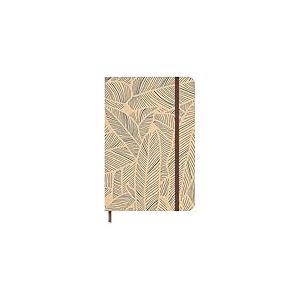 Idena 11174 - Agenda de poche 2025 format 13 x 21 cm, 1 semaine sur 1 page, agenda brun clair avec motif de feuilles, élastique, poche intérieure et ruban de lecture