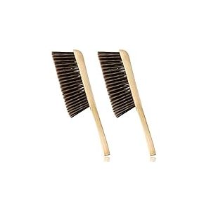 Lot de 2 brosses en Bois pour Banc de chemin&eacute;e, Poils Doux et Long Manche en Bois pour la Voiture, la Maison, l'atelier et Le Travail du Bois (Marron)