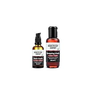 Brooklyn Soap Company Kit de soins de la barbe - Shampooing à barbe 200 ml & Huile à barbe 50 ml - Soins quotidiens & nettoyage pour toutes les barbes - Set cadeau pour hommes