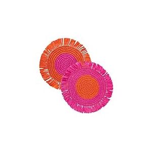 Talking Tables Lot de 2 Sets de Table Faits à la Main en Raphia coloré Orange et Rose 30 cm