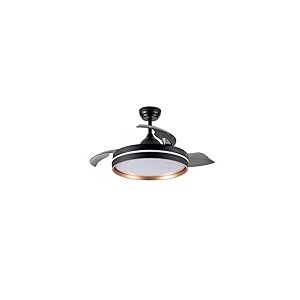 Eden pulse Ventilateur noir/or à trois pales dépliantes 109D, 3 températures sélectionnables, télécommande, mémoire, minuteur, 40/50 x 48/109 cm