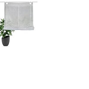 HOME WOHNIDEEN Store Bateau Casper - Structure en Lin - avec &oelig;illets - avec Crochets de fen&ecirc;tre en m&eacute;tal - Couleur : Gris - Dimensions : 130 x 95 cm - Nombre : 1