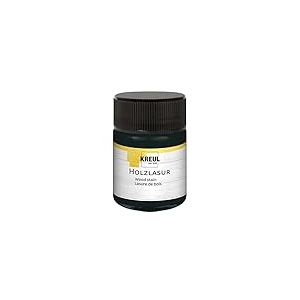 Kreul 78518-Lasure Acrylique Couleurs intenses, Pot de 50 ml en ébène, pour Bois Non traité et papiers naturels absorbants, Fluide-Peinture Liquide à Base d'eau, Ebony