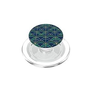 Art Deco Fan Pattern Vintage Style Blue Green PopSockets PopGrip pour MagSafe