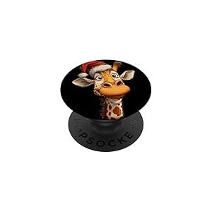 Costume de Girafe Souriante avec Chapeau de No&euml;l PopSockets PopGrip Adh&eacute;sif