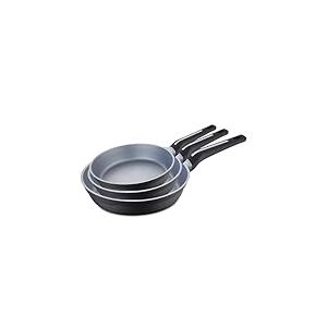 San Ignacio Bistro Gray - Set de 3 poêles à frire antiadhésives à manche souple - En fonte d'aluminium - Convient à tous les types de cuisinières - Technologie de chauffage rapide