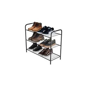 Amig &ndash; Meuble &agrave; Chaussures m&eacute;tallique &agrave; 3 &eacute;tag&egrave;res pour 9 Paires &ndash; 65 x 25 x 53,5 cm &ndash; &Eacute;tag&egrave;re &agrave; Chaussures en Acier Noir &ndash; Id&eacute;al pour Chambre, entr&eacute;e ou Placard