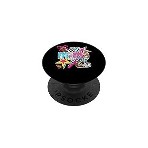 Football Mama Stars Nœud damier PopSockets PopGrip Adhésif