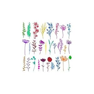 SENHAI Lot de 28 matrices de d&eacute;coupe en m&eacute;tal en forme de fleur sauvage pour la fabrication de cartes, les loisirs cr&eacute;atifs, le scrapbooking, la d&eacute;coration de cartes, le gaufrage