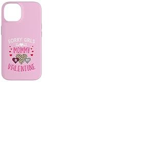 Sorry Girls Mommy is My Valentine C&oelig;urs l&eacute;opard et Plaid Coque pour iPhone 14