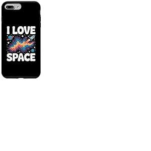 J'adore les planètes Space Cosmic Galaxy Rocket Coque pour iPhone 7 Plus/8 Plus