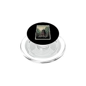 Pagode Japonaise Temple Montagne Ukiyo-e Art Hommes Femmes Enfants PopSockets PopGrip pour MagSafe