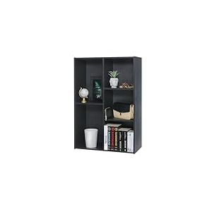 Iris Ohyama, Meuble de Rangement en Bois, bibliothèque 60cm de largeur, à Cube, Étagère 5 Compartiments, Modulaire, Polyvalent, Noir, Ouvert, Salon, Bureau, Chambre, CX-23C