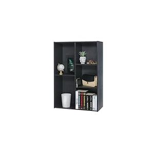 Iris Ohyama, Bibliothèque, Étagère à 5 Compartiments, Meuble de rangement à livres, Cloison Séparateur, Présentoir, Salon, Chambre, Bureau - Basic Storage Shelf CX-23C - Chêne Noir