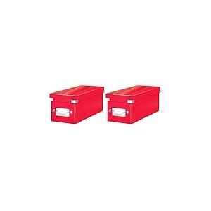 Leitz, Bo&icirc;te de rangement Click & Store, Format CD (14,3 x 13,6 x 35,2 cm), adapt&eacute; aux CD et autres objets, Pour le bureau et la maison, Montage bouton pression, Carton recycl&eacute; &agrave; 84%, Rouge, 60410026