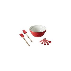 Prestige Disney Bake with Mickey Mouse Ensemble de 2 bols mélangeurs et ustensiles de cuisine avec bol mélangeur en céramique, spatule en silicone et cuillères à mesurer