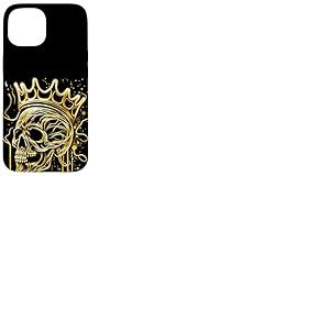 T&ecirc;te de Mort Abstraite dor&eacute;e avec Couronne Coque pour iPhone 15