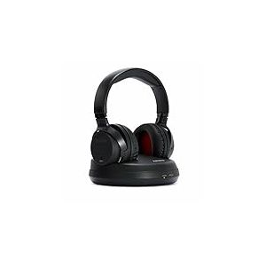 Aiwa WHF-930D Casque TV sans fil HiFi avec connexion optique, transmission RF sans fil, s&eacute;lection &agrave; 3 canaux, enti&egrave;rement rechargeable, noir