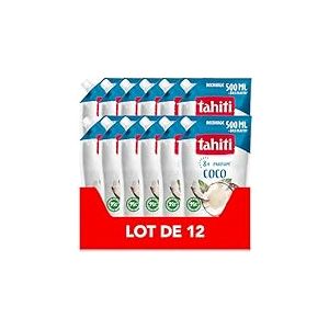 TAHITI - Gel Douche Parfum 8h - Recharge Coco - Formule &agrave; base d'ing&eacute;dients d'origine naturelle - Neutre pour la peau - Lot de 12 x 500 ml
