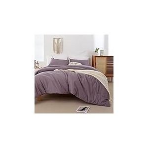 ROSGONIA Parure de lit 3 pi&egrave;ces (1 Couette boh&egrave;me et 2 taies d'oreiller), Toutes Saisons, Couvre-lit l&eacute;ger pour Grand lit, Violet poudr&eacute;