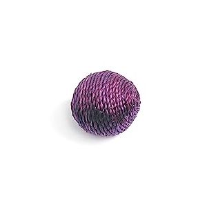 Perle en bois boule doublée de cordon violet diam. 24 mm. 25 u.