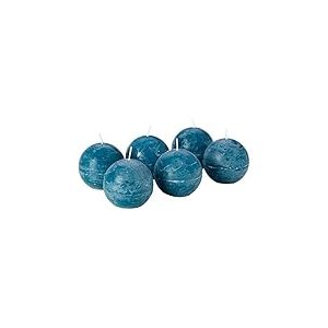 Spaas 6 Bougies Boule Rustique Non Parfumée 80mm ± 24h Turquoise