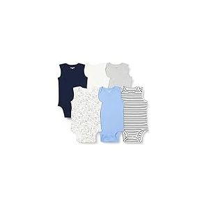 Amazon Essentials Body sans Manche Mixte B&eacute;b&eacute;, Lot de 6, Bleu/Chiens, 12 mois