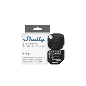 Shelly Shutter et Shelly BLU Button Tough 1 - Module interrupteur volet roulant connect&eacute; avec t&eacute;l&eacute;commande, 110-240 V, 4A, Mesure consommation, Horaires, Compatible Alexa, Google Home, Smart Things