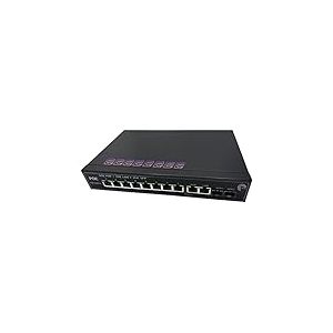 Elfcam® - PoE Commutateur Switch Fibre Optique avec 2 Ports SFP 1,25Go, 8 Ports PoE Gigabit Ethernet 10/100/1000Mbps, Plug & Play Non Géré (8 Ports PoE)