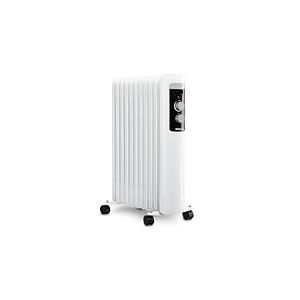 H.Koenig Radiateur à bain d'huile WARM110, 3 niveaux de puissance, Radiateur électrique, Faible consommation énergétique, Arrêt automatique, Thermostat réglable, Radiateur mobile blanc, 2500 W