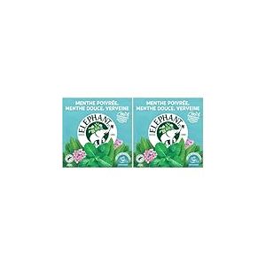 Elephant | Infusion Menthe poivrée, Menthe douce, Verveine | 20 Sachets Pyramid® de tisane | Bien-Etre et Relaxation | 100% ingrédients d'origine naturelle (Lot de 2)