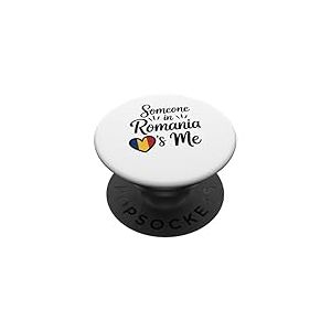 Quelqu'un en Roumanie M'aime Coeur Drapeau Roumain PopSockets PopGrip Adh&eacute;sif