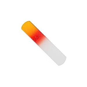 Lime en verre pour pédicure double face Jaune/rouge avec paillettes Longueur 13,5 cm
