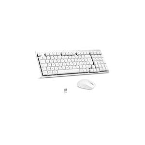 LeadsaiL Clavier Souris M&eacute;canique sans Fil, FA98 Low Profile Ensemble Clavier et Souris avec Interrupteur Rouge, Fran&ccedil;ais AZERTY, Connexion 2.4Ghz, 98 Touches for Windows MacOS Computer PC-Argent