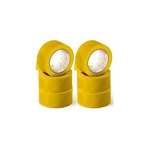 OFITURIA Ruban adhésif, couleur jaune, ruban pour emballer et organiser vos boîtes et envois, sceau de différentes couleurs vives 66 mt x 48 mm (6 unité - Jaune)