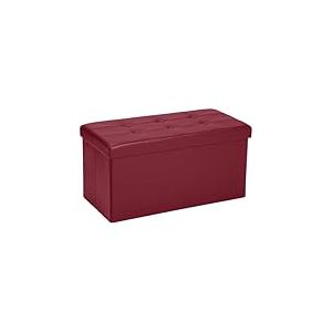 COSYLAND Pouf de Rangement Pliable en Similicuir avec Couvercle - Banc Coffre Multifonction 76x38x38cm - Tabouret Repose-Pieds 200kg - Ottoman de Salon Espace de Stockage Caché, Bordeaux