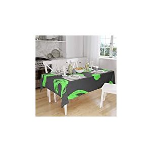 Bonamaison, Anti-moisissure, Séchage Rapide, Résistant aux Taches, Lavable en Machine, 100% Polyester Nappe de Table, Fumée Verte néon, 140 x 160 Cm - Conçu et Fabriqué en Turquie