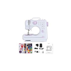 Todeco Machine à coudre portable avec tiroir, Machine à Coudre Débutant avec 12 programmes de couture, avec Kit Couture et pédales, Violet