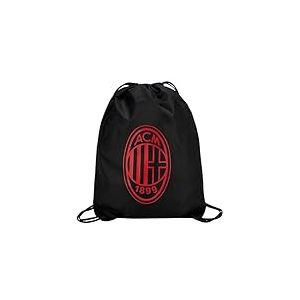 GIL S.R.L. AC Milan - Gym Sack Crest Monochrome Rouge - 190T 100% polyester recycl&eacute; - Longes &eacute;paisses - Pour tous les fans Rossoneri - Produit officiel Ac Milan, Noir, L, Classique