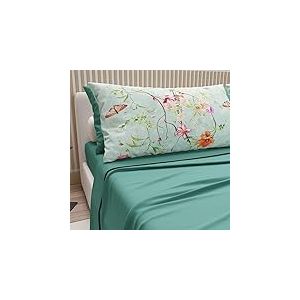 PETTI Artigiani Italiani - Parure de lit en Coton avec taies d'oreiller en Impression numérique, pour lit Simple, Drap Plat sur et Dessous avec Angles, Laiton, 100% fabriqué en Italie