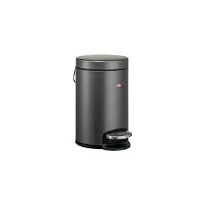 WESCO Collecteur de déchets cosmétiques de couleur graphite mat, tôle d'acier de qualité supérieure, volume de 3 litres, marche à pied, insert en plastique amovible
