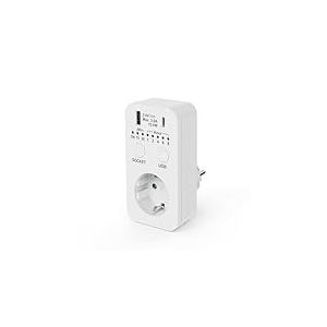 conecto Prise minuteur, Prise avec Interrupteur Compte à rebours, minuterie 230 V, Prise minuterie USB et USB-C, Prise minuterie programmable, 2300 W, Blanc