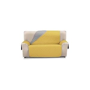 ECOMMERC3 Housse de canapé 2 Places Super réglable - Housse de canapé 2 Places réversible, Couleur Moutarde/Perle rembourrée et Extra Douce, 100% fabriquée en Espagne