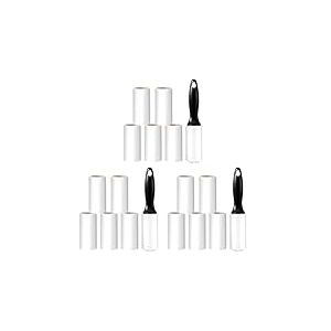 Vinabo Rouleau Poils Animaux, 1 Poign&eacute;es + 6 Rouleaux Feuilles Adh&eacute;sives, Rouleau Adhesif Vetement, Lint Roller pour V&ecirc;Tements, Cheveux, Canap&eacute;, Lit, Poils de Chat et Chien - 60/Rouleau (Lot de 3)