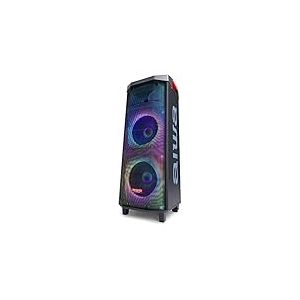 Aiwa KBTUS-710 : système audio TWS avec 900 W de puissance et éclairage frontal RVB complet (Bluetooth, haut-parleurs 10 pouces avec technologie Hyperbass, USB, micro SD, microphones inclus). Couleur